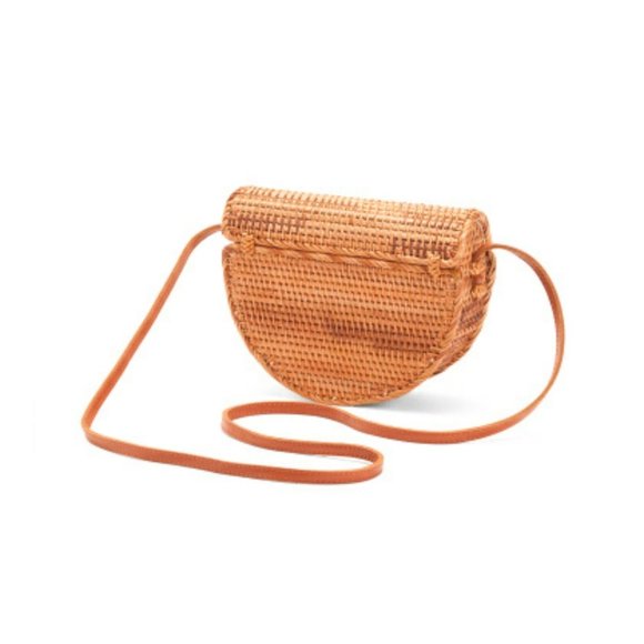 Handwoven Wicker Flap Over Saddle Crossbody Rattan - Picture 2 of 4